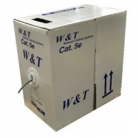 Кабель W&T PVC Cat 5e UTP 4*2*0,51 серый, коробка 305 м