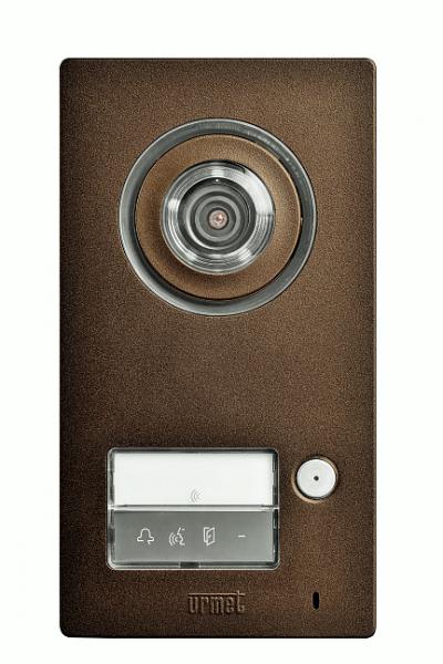 Панель вызова квартиры IP Mikra2 с цветной телекамерой и 1 клавишей вызова для системы IPerVoice, коричневая