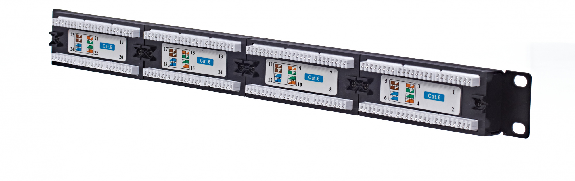Патч-панель 19", 24 порта RJ-45, категория 6, Krone IDC